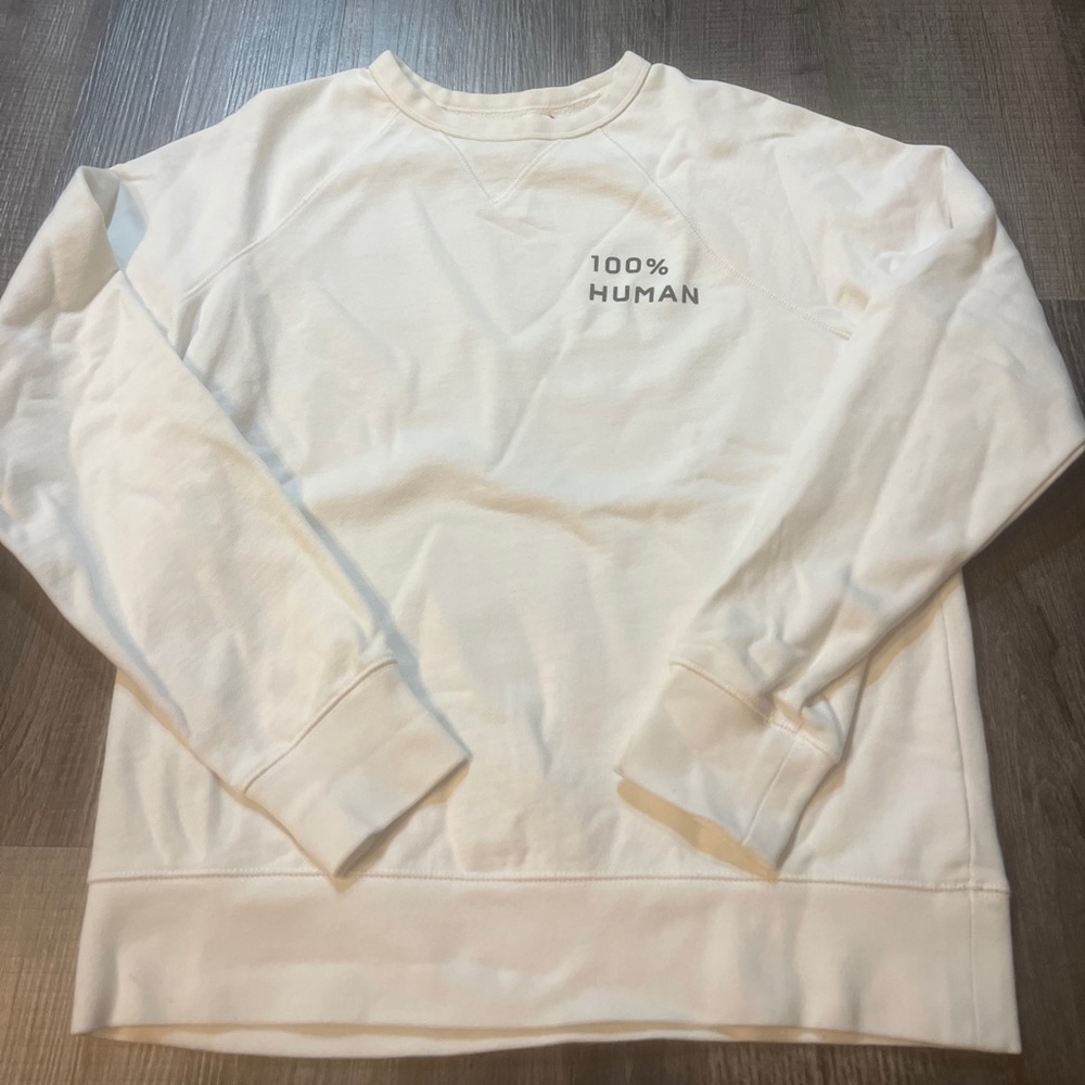 Everlane Women's White  100% Human Long Sleeve Crewneck Sweatshirt SZ Small